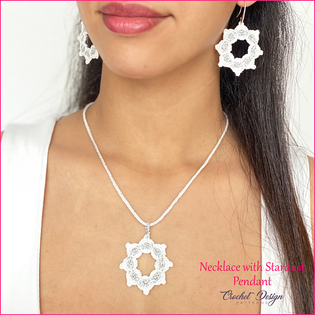 crochet Wedding necklace with stardust pendant