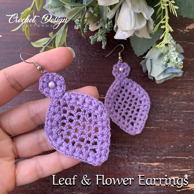 Leaf and flower earrings