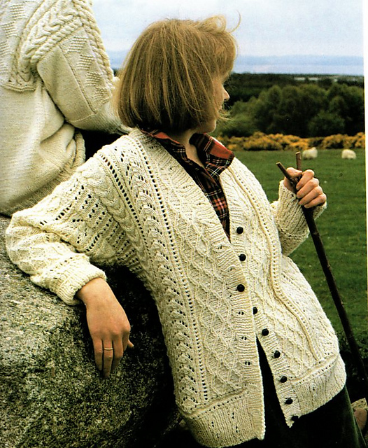 Aran Jacket With Lace Panels