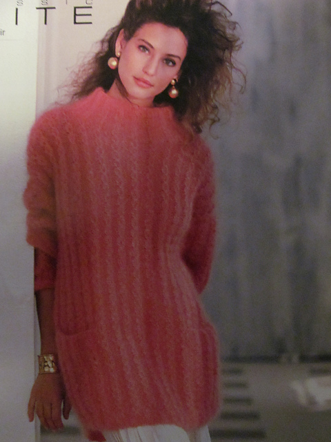 Mohair Easy Cable Stitch Pullover with Pockets