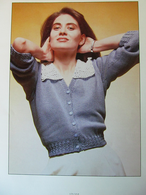 Sweater Blouse with Crocheted Collar