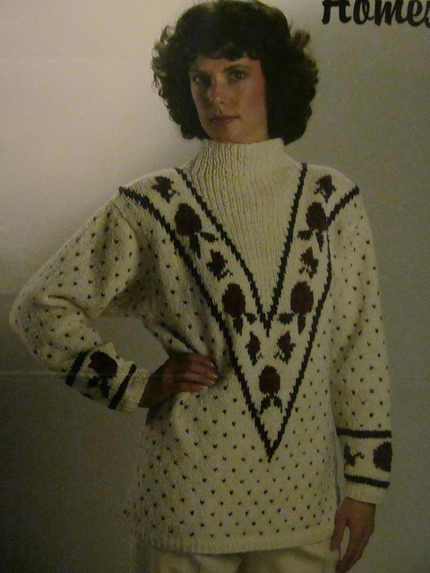Mock Turtleneck with Floral Yoke