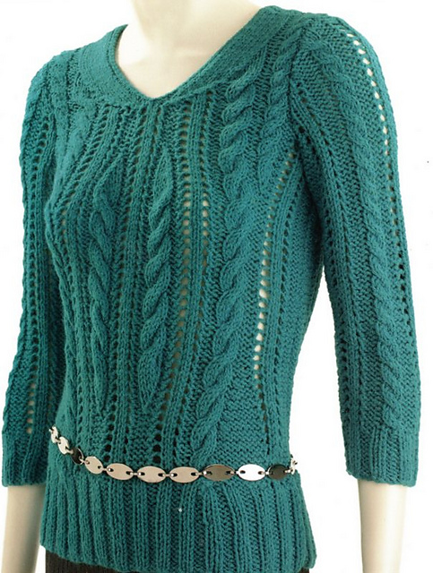 Donata Cable and Eyelet Pullover - 1