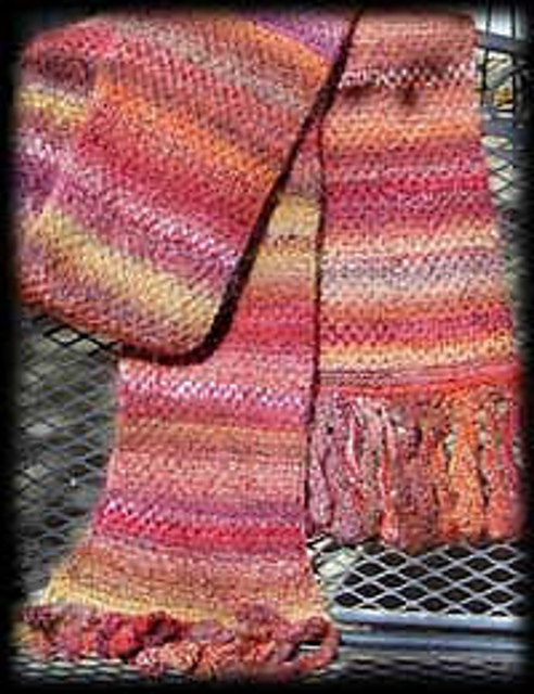 Very Warm Linen Stitch Scarf with Bobble Fringe
