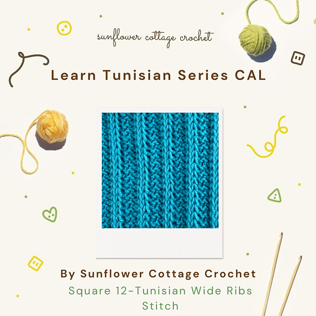 Tunisian Wide Ribs Square