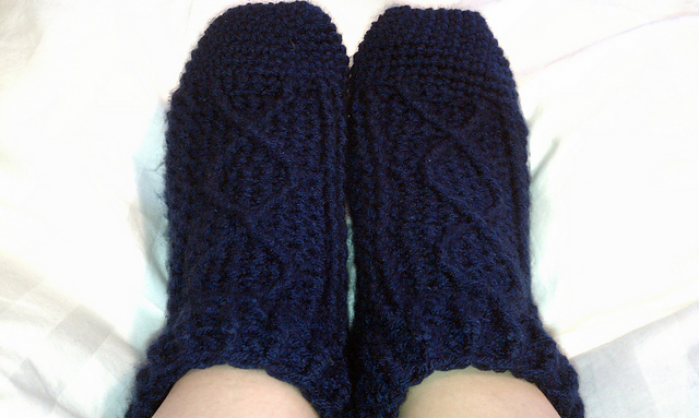 Slipper Socks with Diamond Pattern