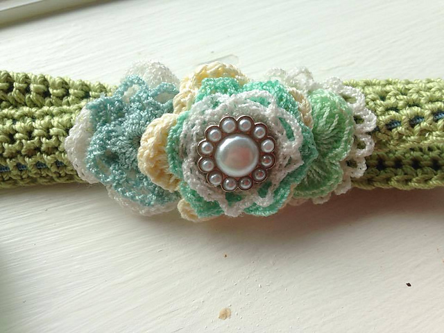 Green Flower Baby Headband