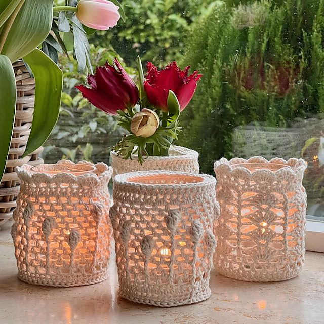Stella Lace & Bobble Candle Holders