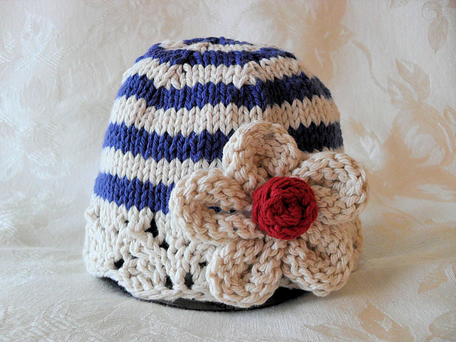 Stripes or Solid Lace Cloche with Flower