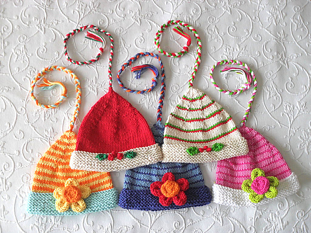 Christmas Elf Baby Hat with Mistletoe or Flower