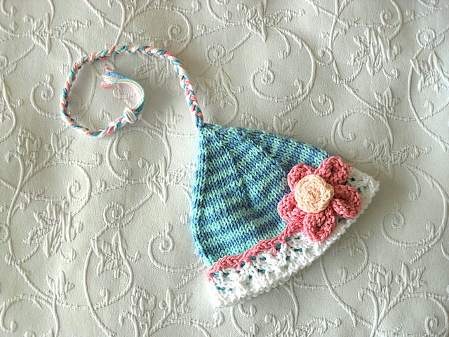 Flower Pixie Hat with Lace Brim