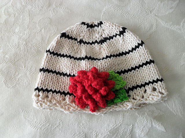 Black and Ivory Lace Cloche with Red Carnation