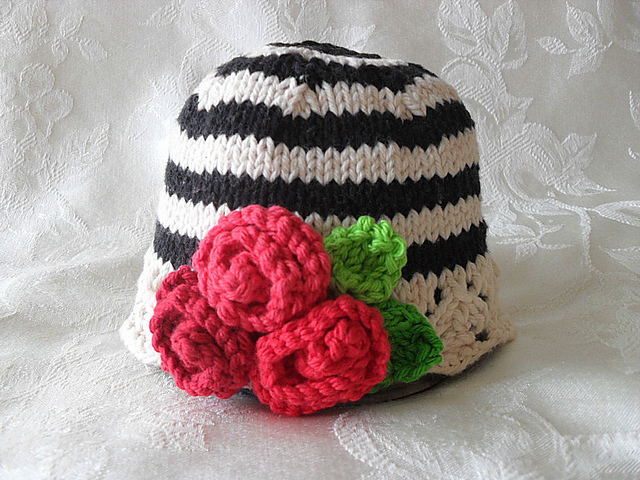 Stripes and Roses Cloche