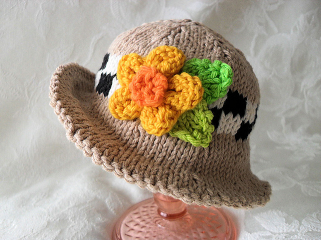 Knitted Straw Brimmed Baby Hat