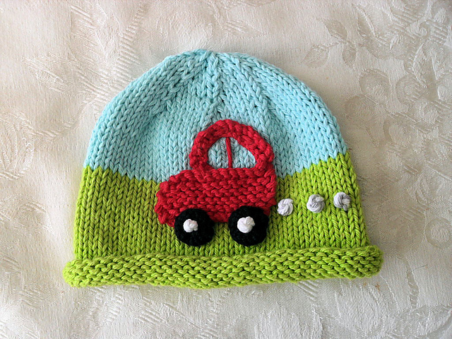 Country Car Ride Baby Beanie Roll Top