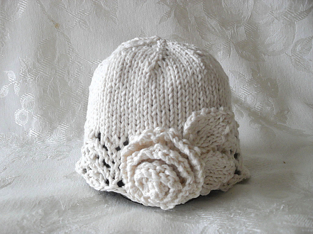 Essentially Ivory Baby Cloche with Rose