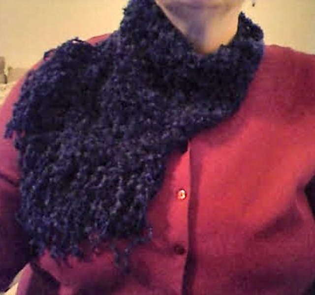 V Deep In Blue Fringed Cowl