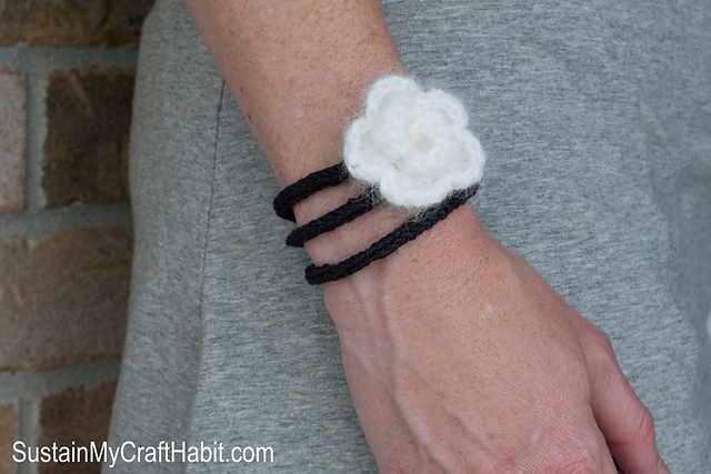 Blooming Petals Crochet and Knit Bracelet