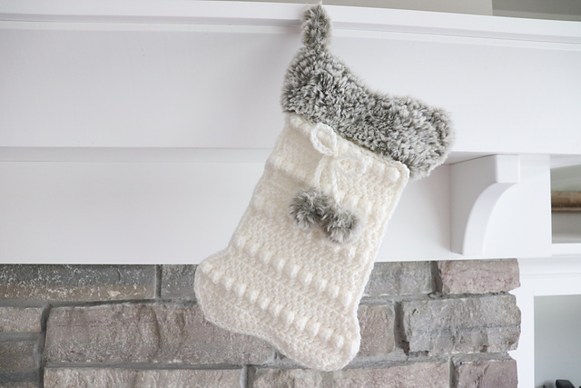 Faux Fur Dog Bone Stocking- Small