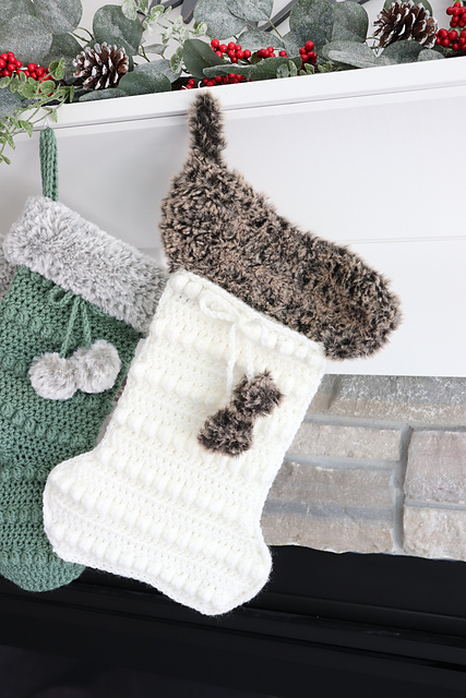 Faux Fur Dog Bone Stocking- Large
