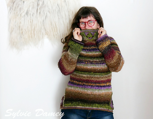 BruneHilde, a knit sweater with crocheted details