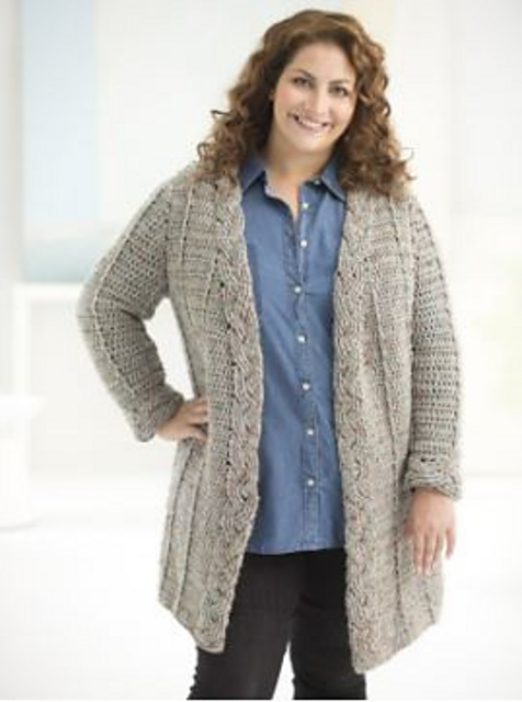 Curvy Girl Crochet Cabled Cardigan