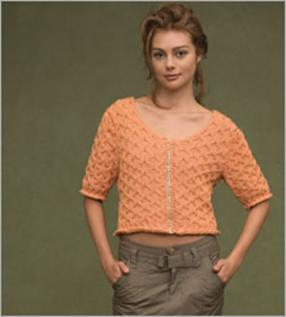Allover-Cable Short-Sleeve Cardigan