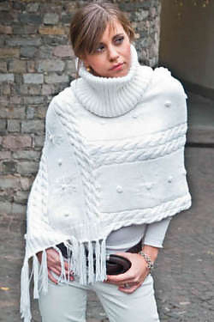 Asymmetric Cabled Capelet with Detachable Collar