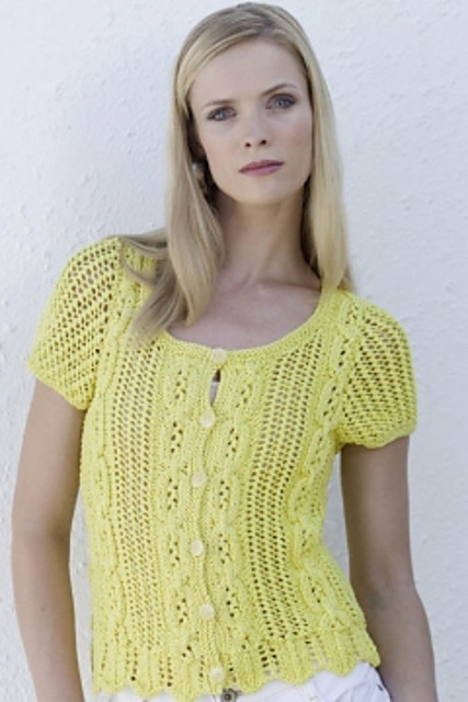Short Sleeve Cable and Openwork Top