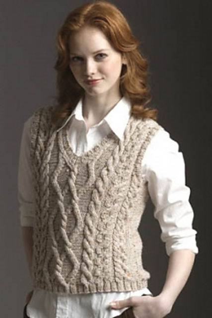 Cabled V-Neck Vest