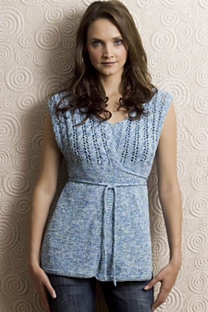 Lace-Yoke Wrap Vest