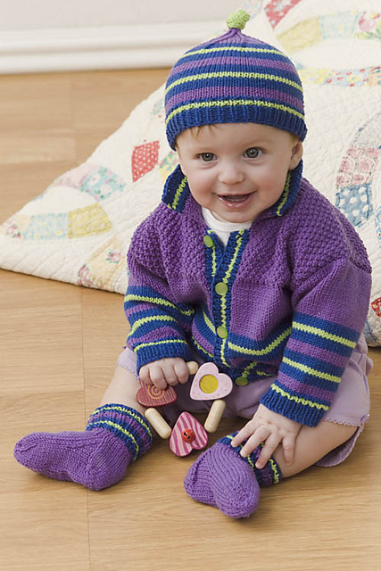Striped Cardigan, Hat and Socks