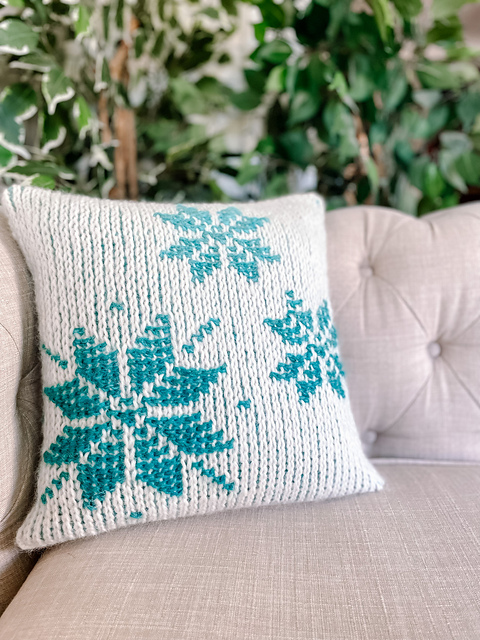 Snowfall Tunisian Pillow