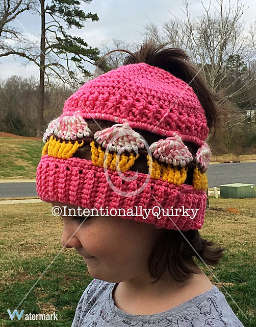 Messy Bun Ponytail Cupcake Hat