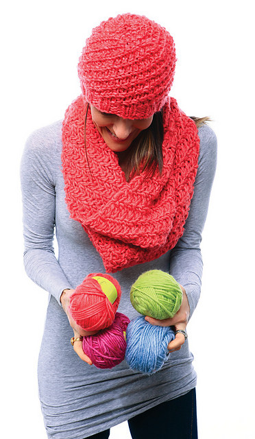Diagonal Rib Hat and Cowl