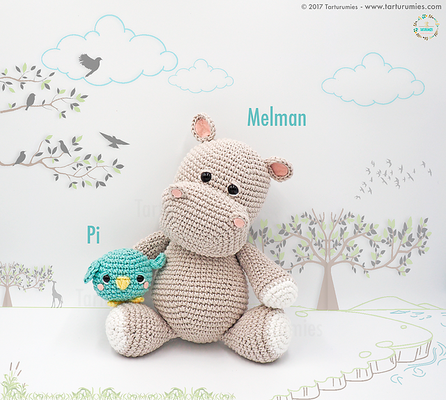 Ravelry patroon: Amigurumis: Hippo / Hipopótamo Melman and Pi