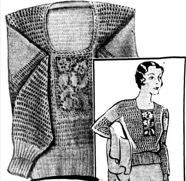 Lace-Stitch Jumper With Embroidered Inset