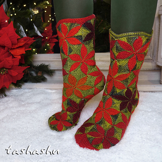 Christmas Star Flower socks