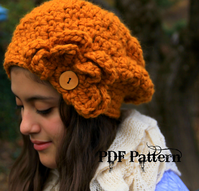 slouchy chunky hat & flower