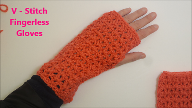 V Stitch Fingerless Gloves