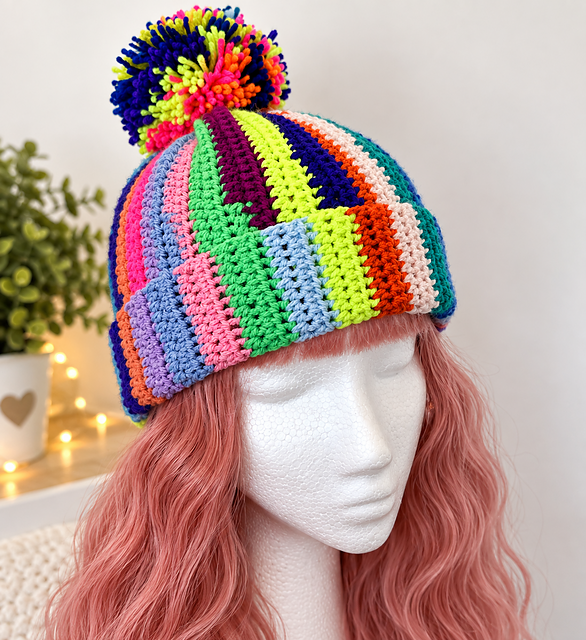 Scrap Yarn Beanie Hat