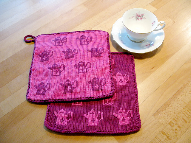 Doppelstrick Topflappen Kaffeekanne