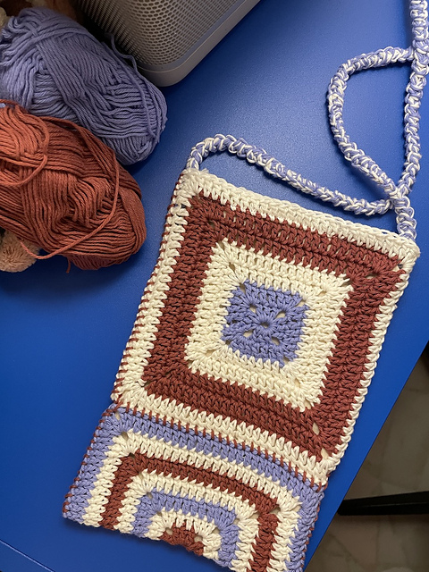 Small Granny Square Bag with Corded Strap