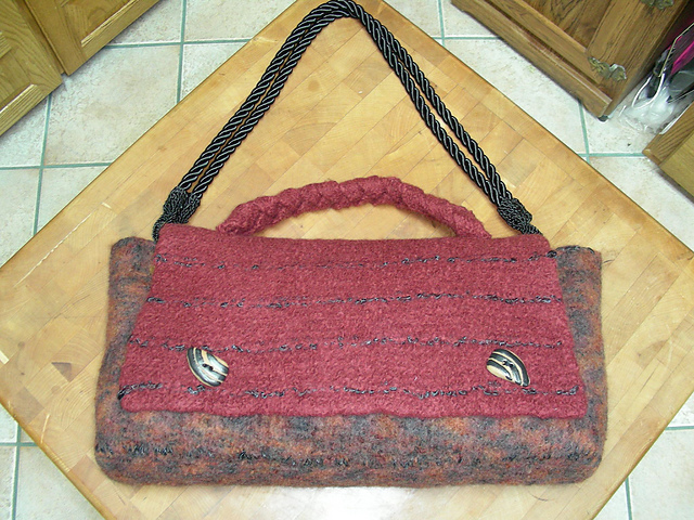 Felted Briefcase Style Shoulder Bag