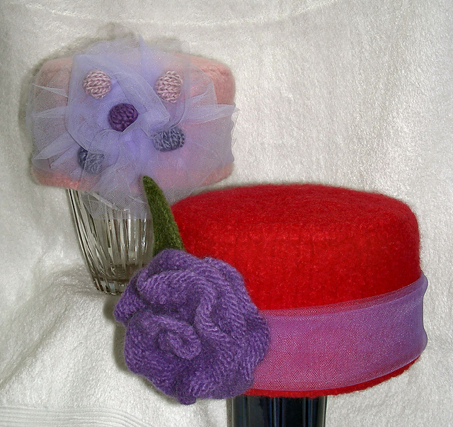 Red Hat Lady Felted Pillbox Hats