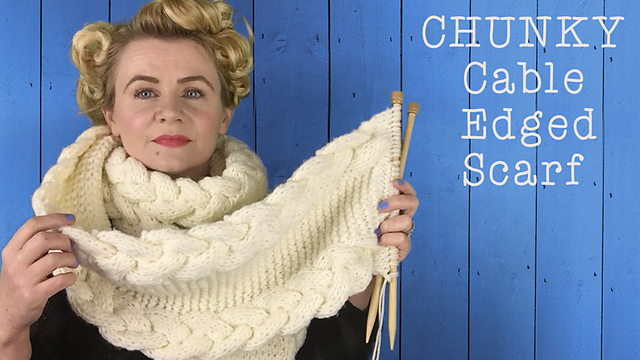 CHUNKY CABLE EDGED SCARF