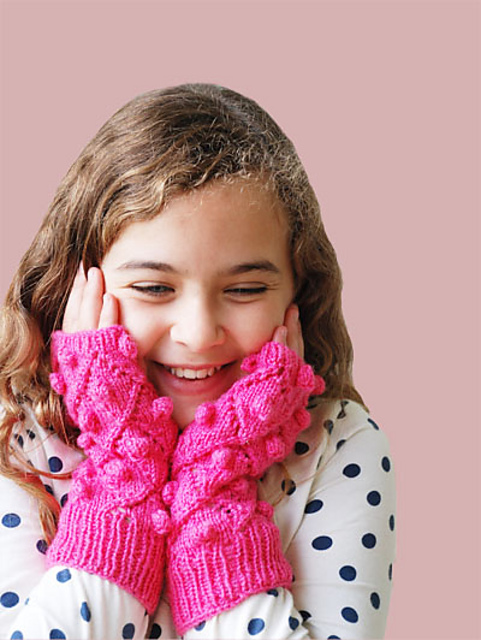 Diamond Lace Bobble Fingerless Gloves