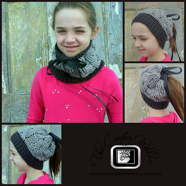 Whipped Cable Cowl/Ponytail Hat