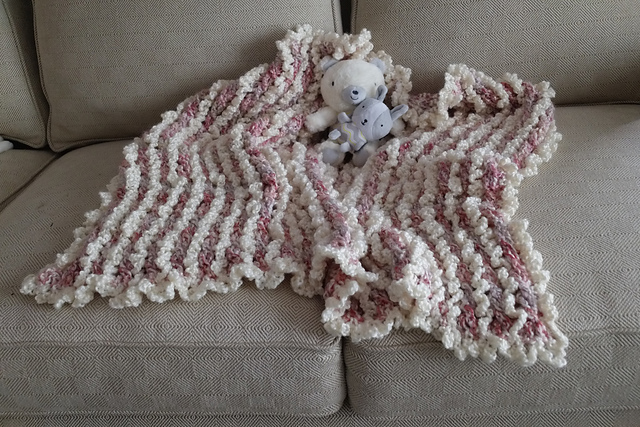 Cables & Ruffles Baby Blanket