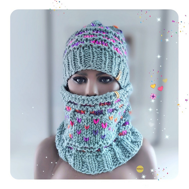 Bricks & Hearts Hat & Cowl Set